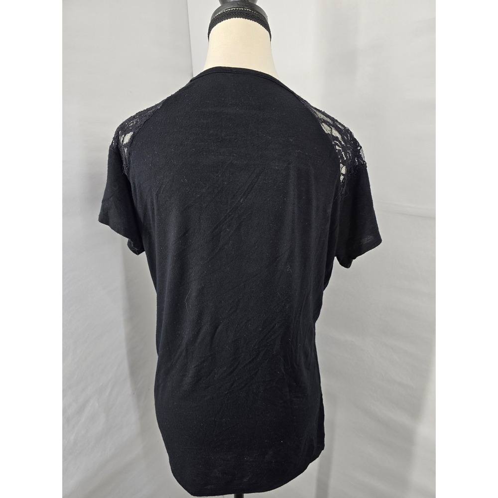 Harley-Davidson Womens Willie G Skull Rhinestone Lace Shoulder Black Tee XL - Picture 2 of 5